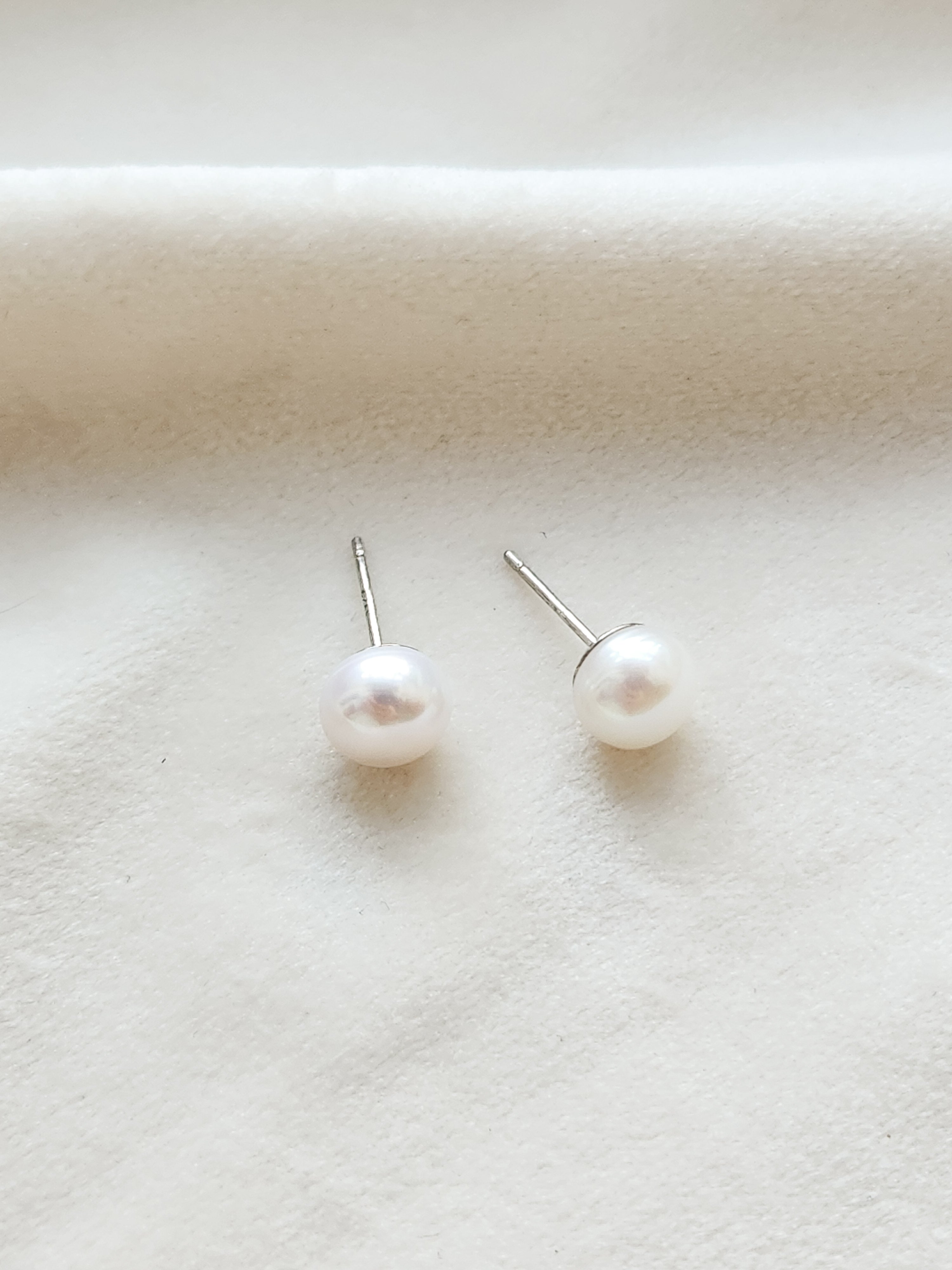 Aretes perla natural y plata 7 - 8 mm S.Pearls EARB02