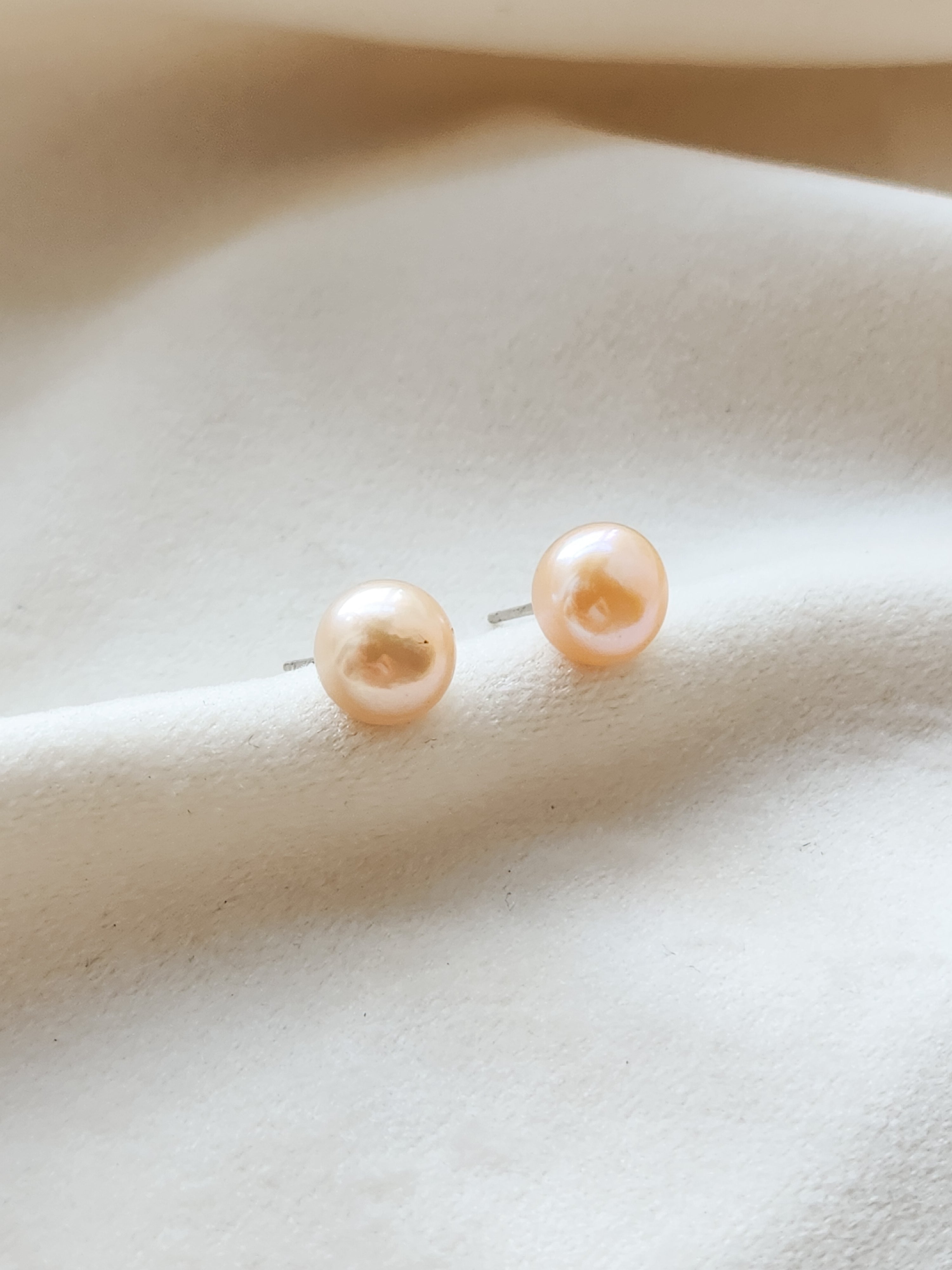 Aretes perla natural y plata 7 - 8 mm S.Pearls EARB02