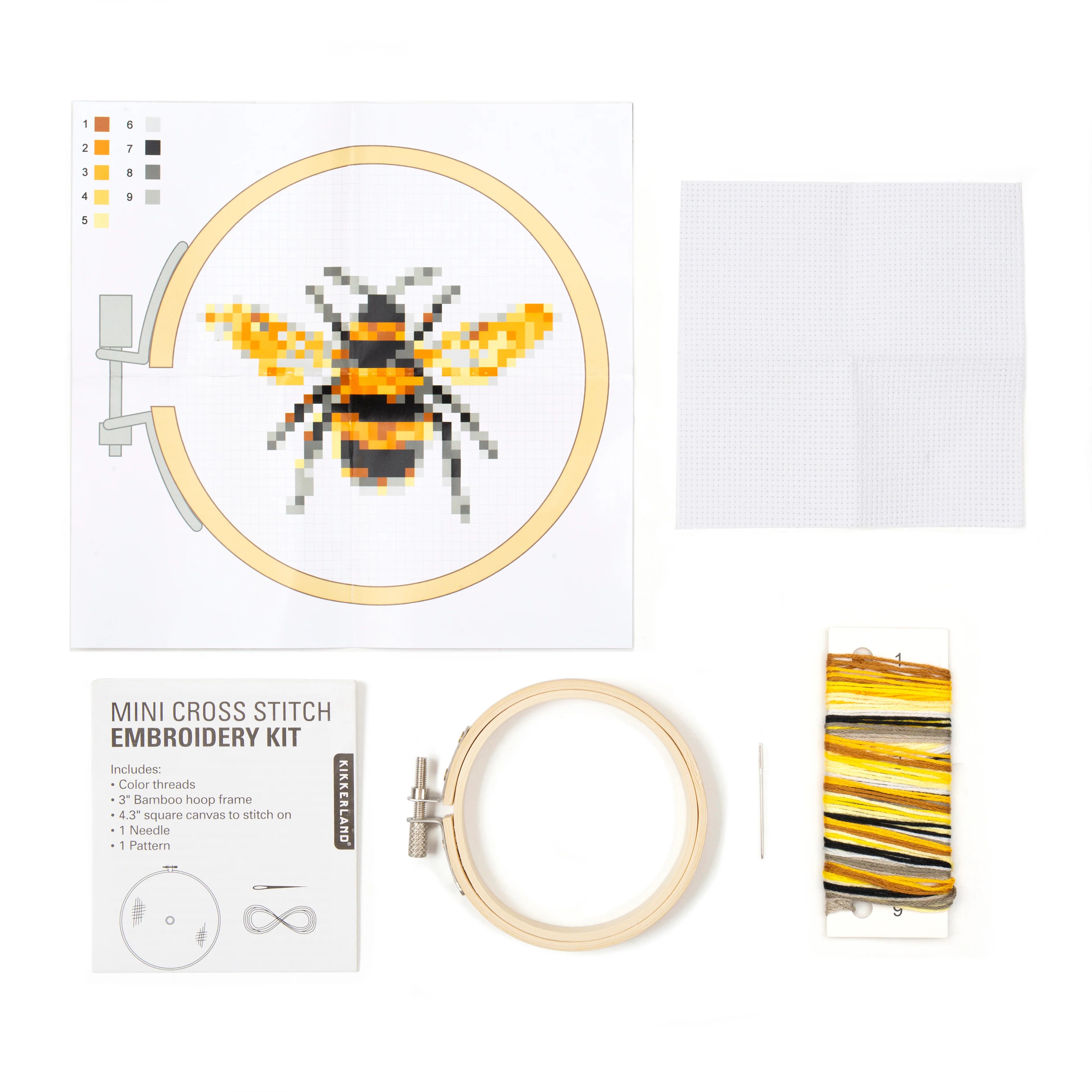 Mini Kit de bordado punto de cruz Kikkerland GG256