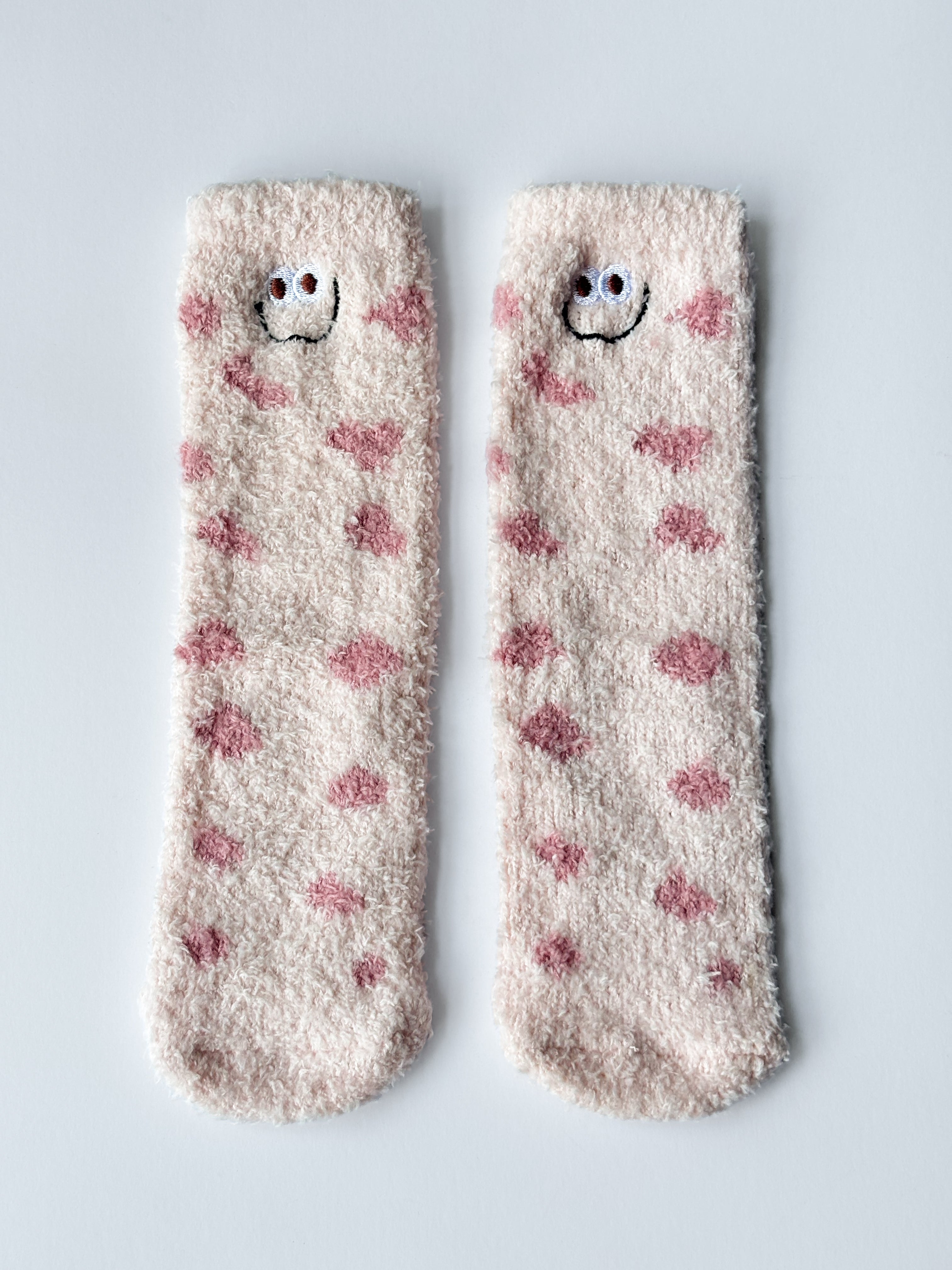 Calcetines peludos con lunares y caritas sonrientes S0760020ASST