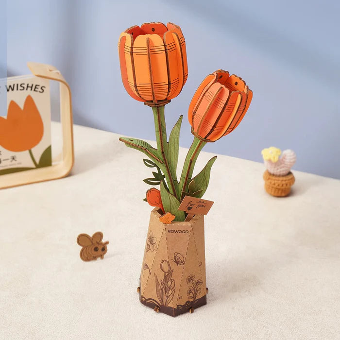 Puzzle Wooden Bloom Craft orange tulip TW081