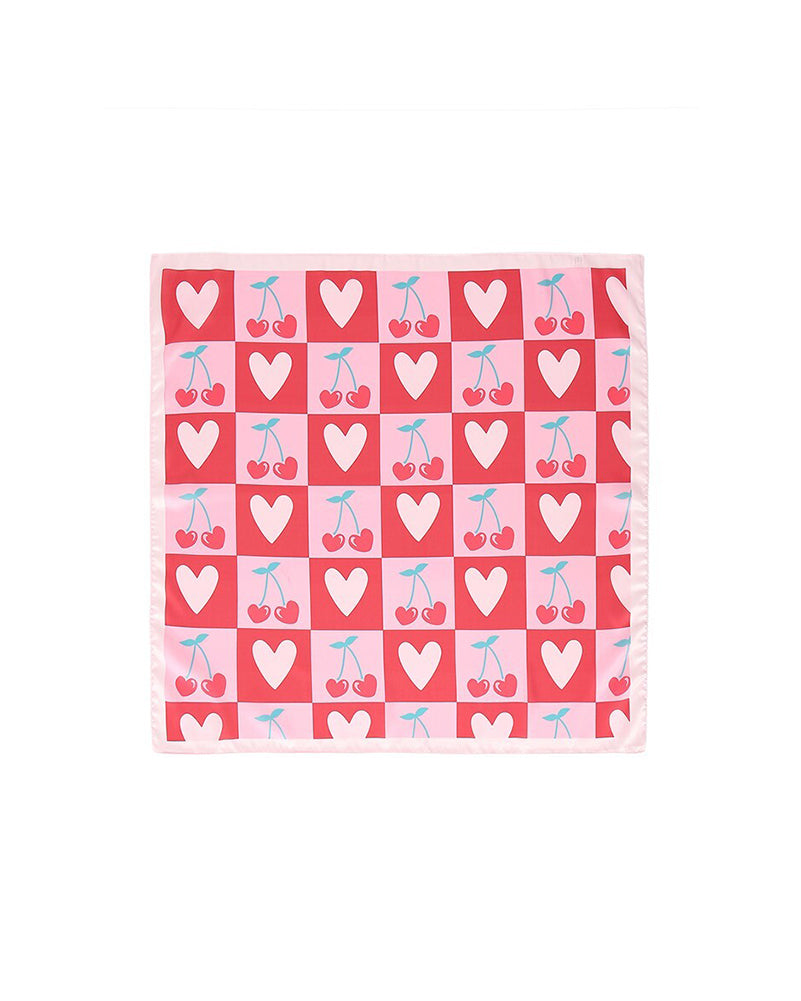 Pañuelo tipo bandana Corazones y cerezas 40SC634