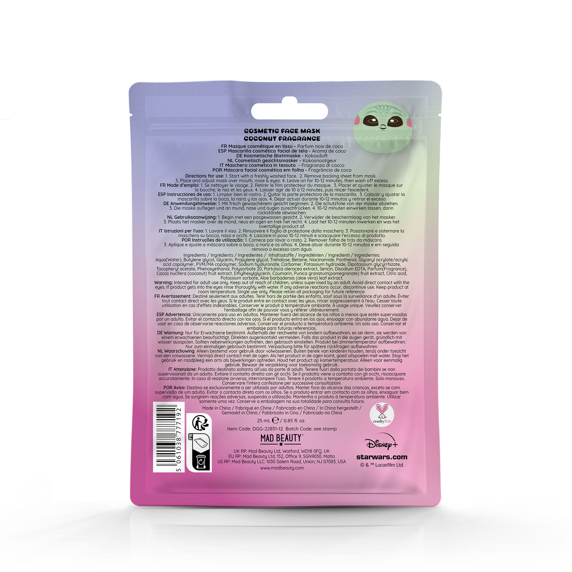 Mascarilla facial Grogu DGG-22851-12