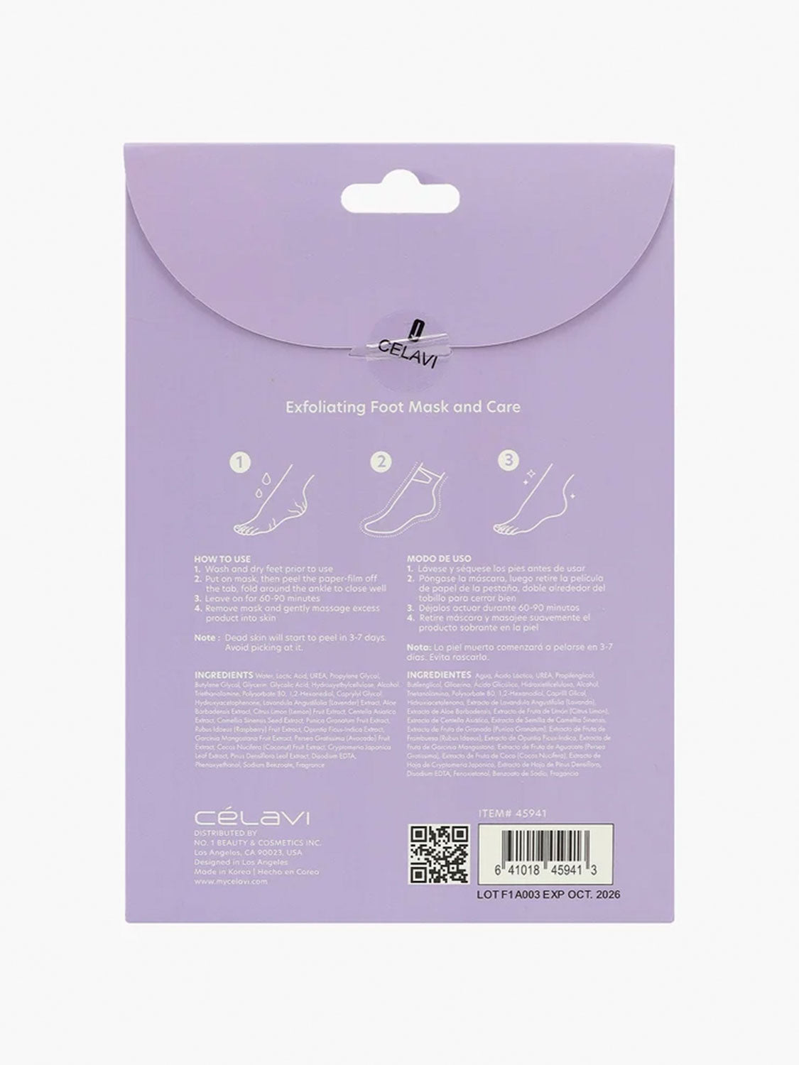 Mascarilla exfoliante para pies Celavi 3pcs 45941