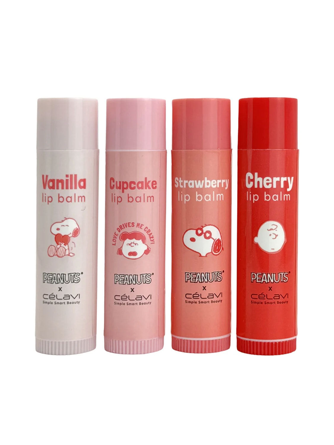Set de bálsamo de labios Peanuts Snoopy Celavi 4pcs P45929