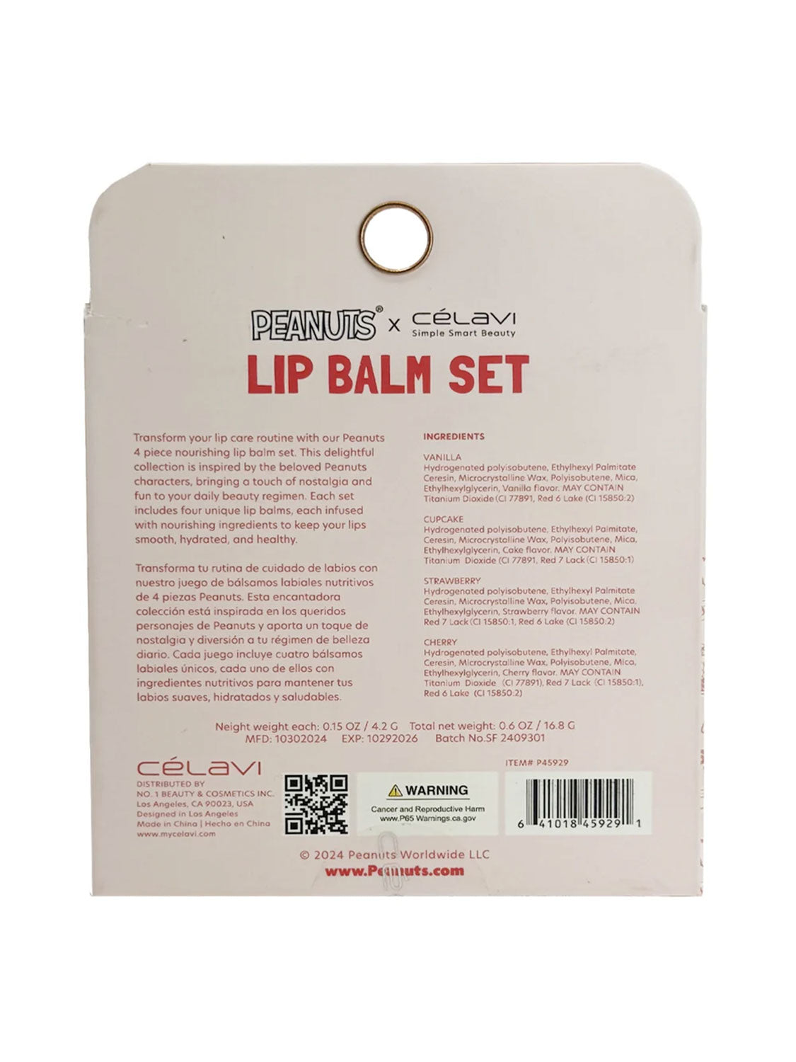 Set de bálsamo de labios Peanuts Snoopy Celavi 4pcs P45929