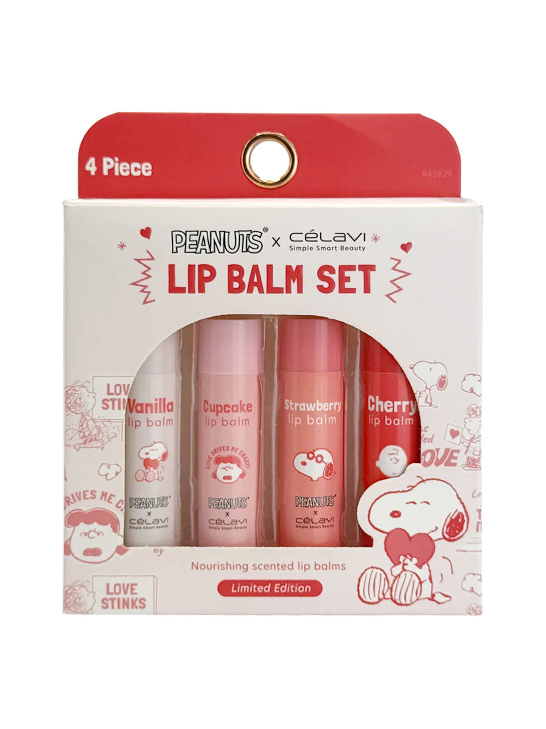 Set de bálsamo de labios Peanuts Snoopy Celavi 4pcs P45929