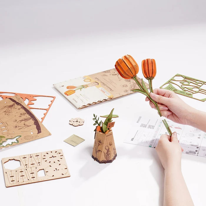 Puzzle Wooden Bloom Craft orange tulip TW081
