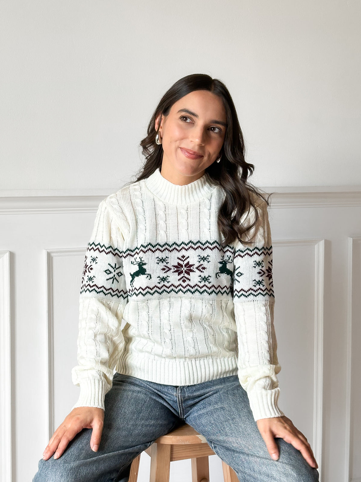 Suéter Navideño Lucerna Hueso TP25N037