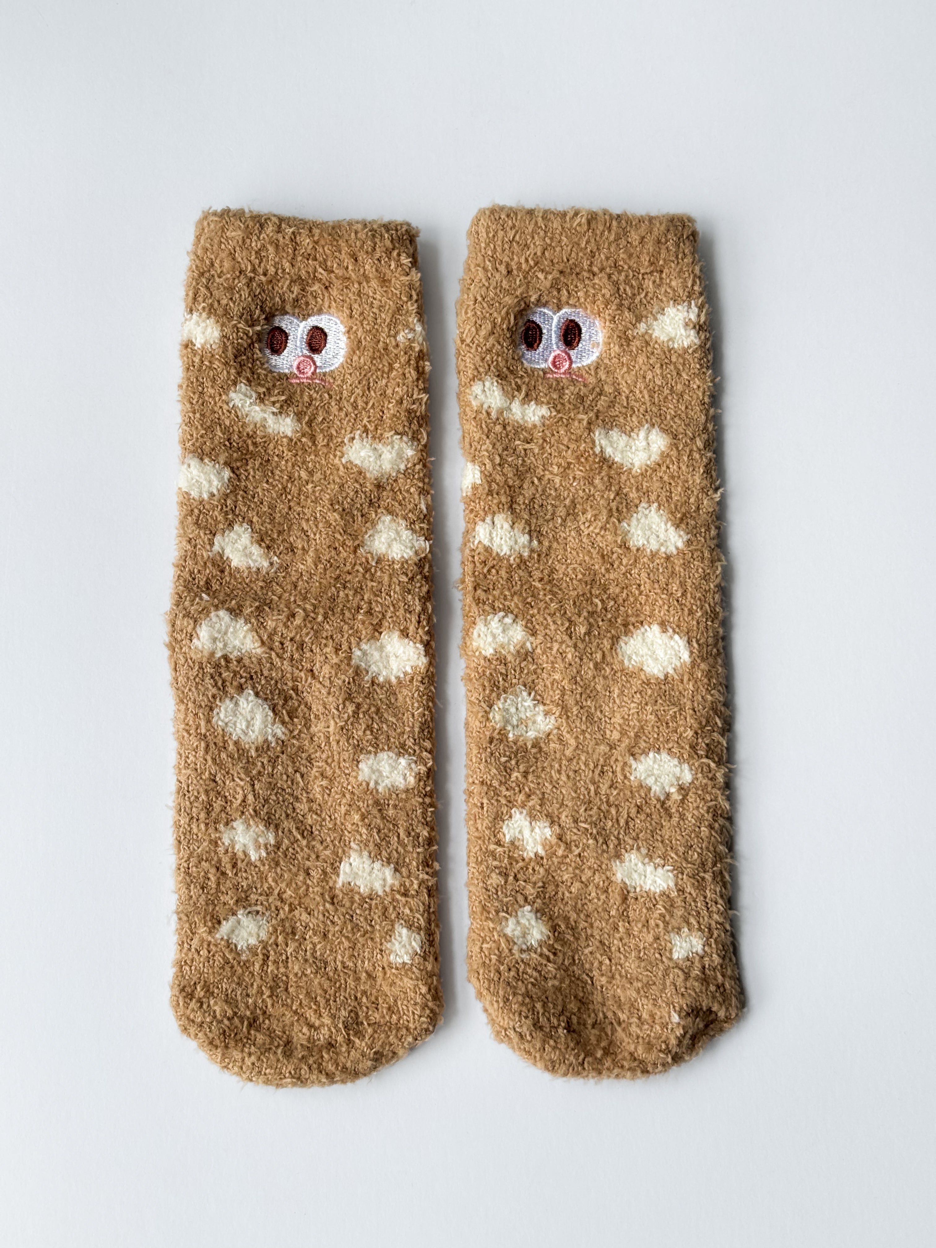 Calcetines peludos con lunares y caritas sonrientes S0760020ASST