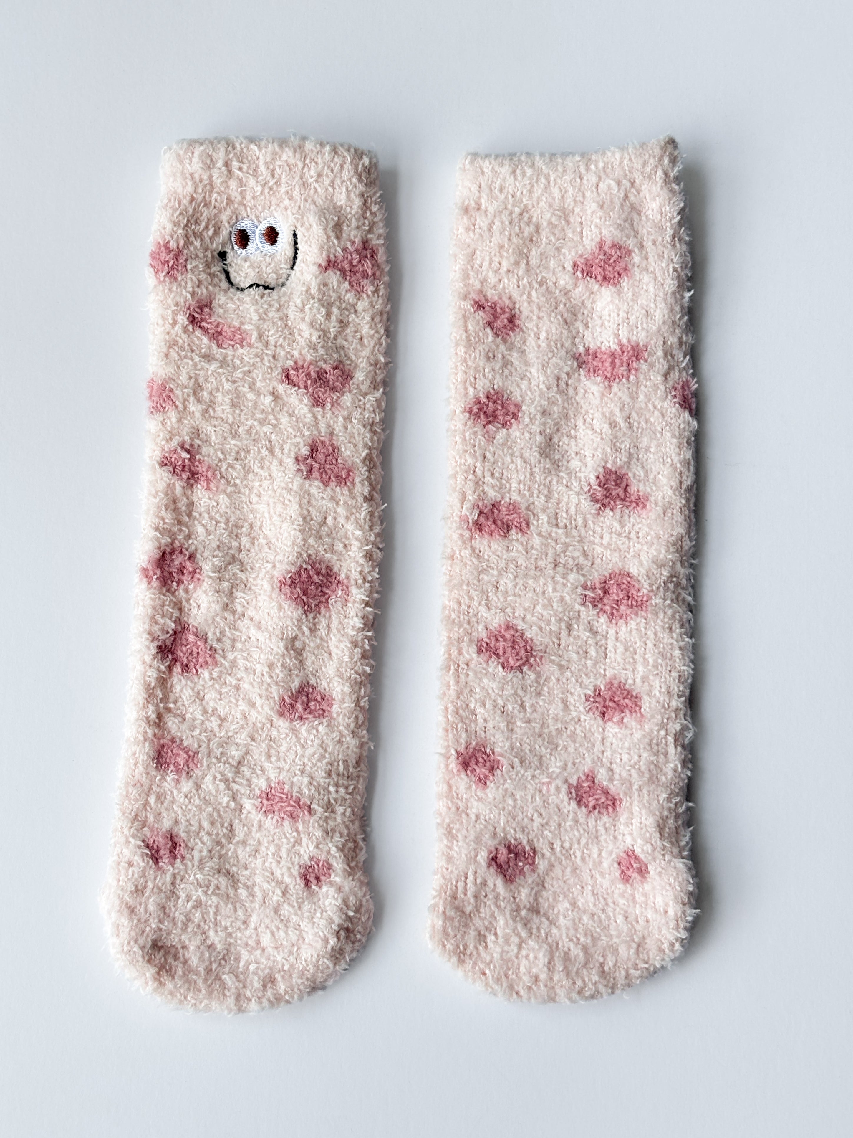 Calcetines peludos con lunares y caritas sonrientes S0760020ASST