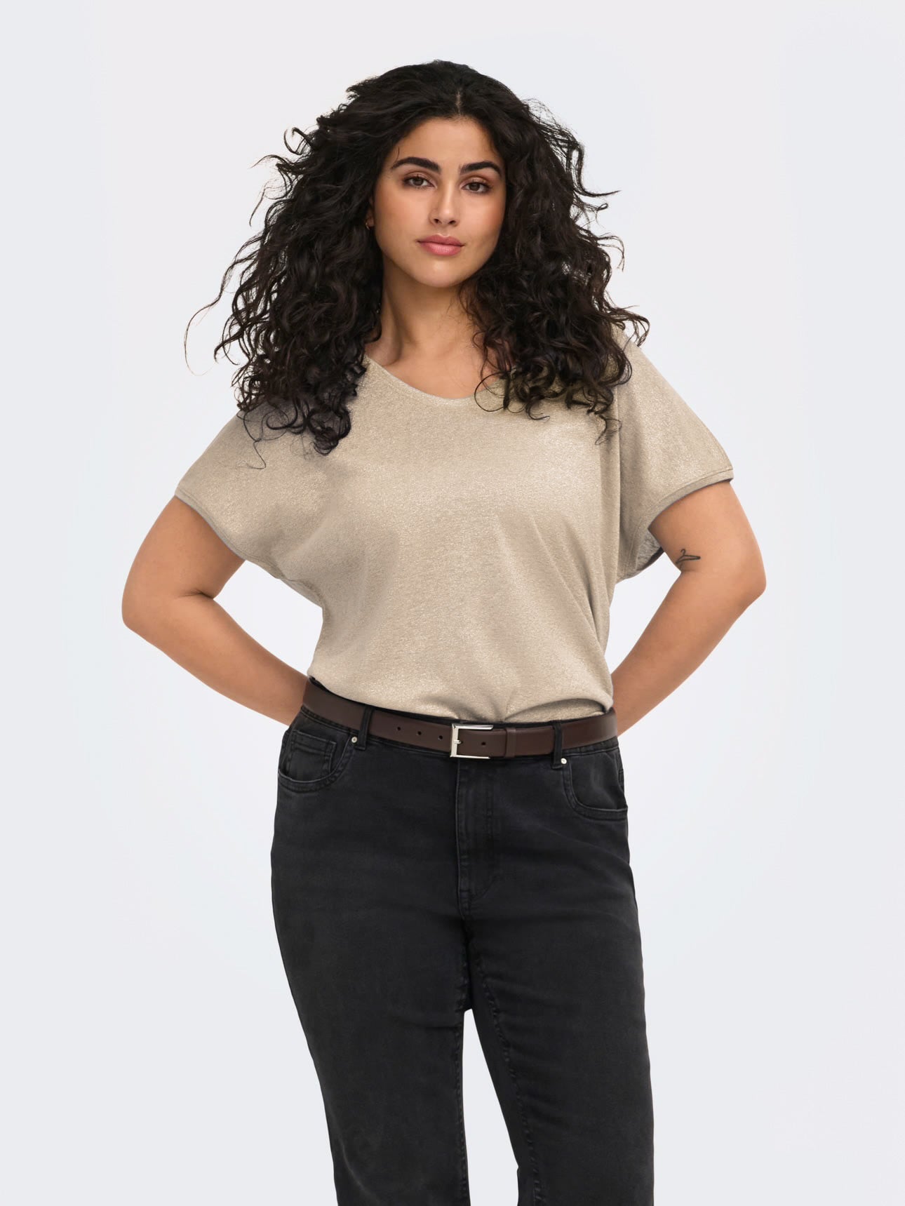 Blusa Only Carmakoma Silvery 15363649