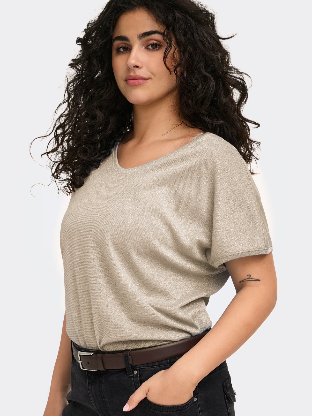 Blusa Only Carmakoma Silvery 15363649