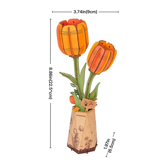 Puzzle Wooden Bloom Craft orange tulip TW081