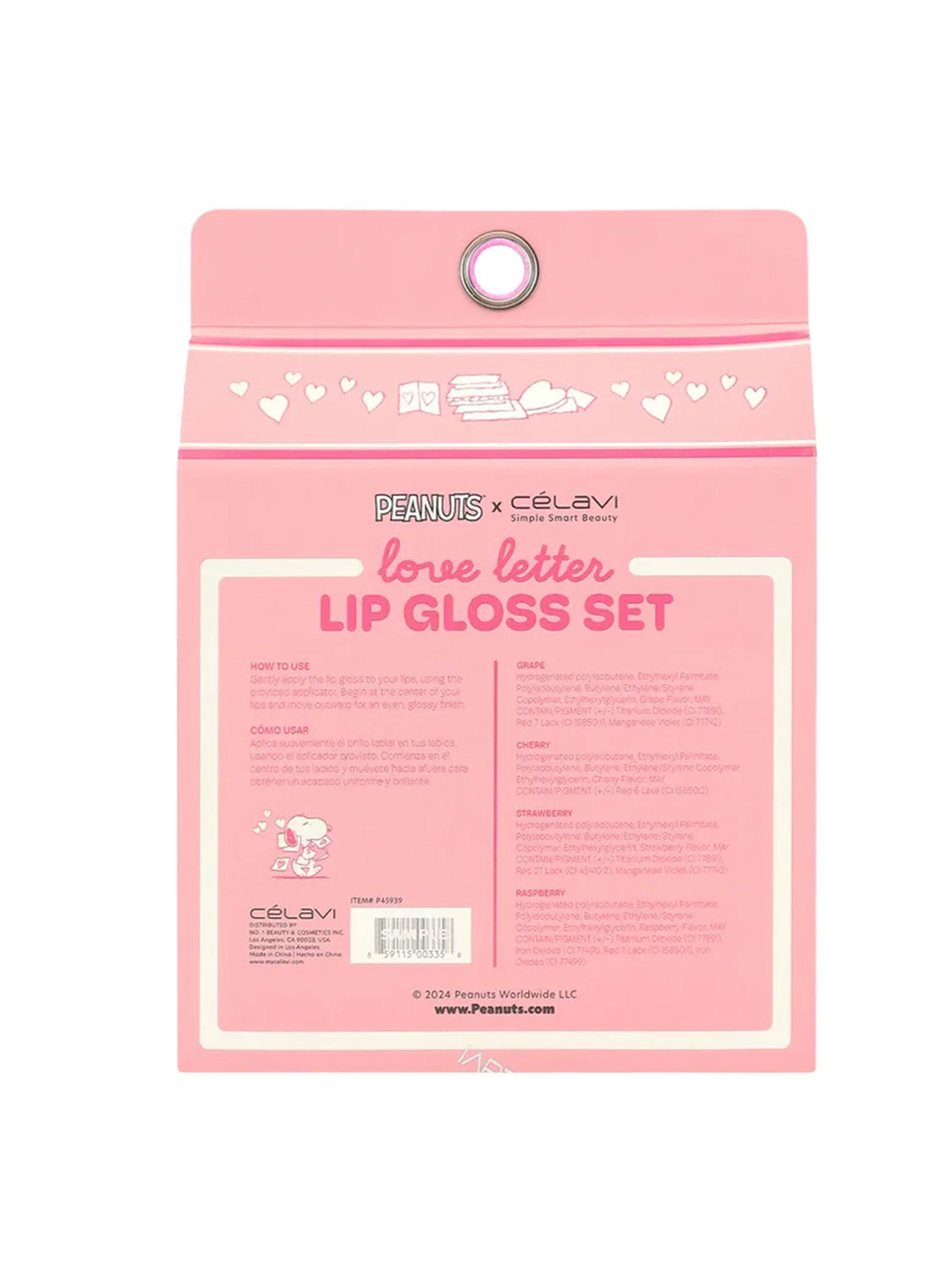 Set de brillos labiales Peanuts Love Letter Celavi 4pcs P45939