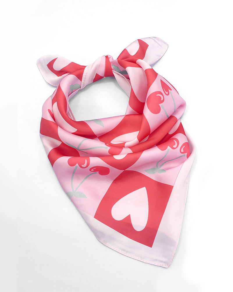 Pañuelo tipo bandana Corazones y cerezas 40SC634